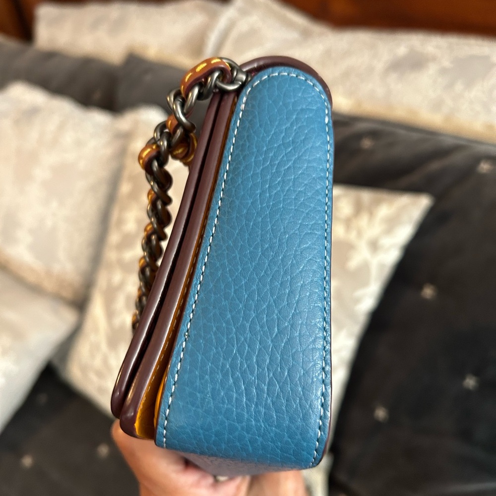 Coach Quilted Dinky Color Block Ombré Crossbody Bag in Goldenrod/River - Picture 5 of 8